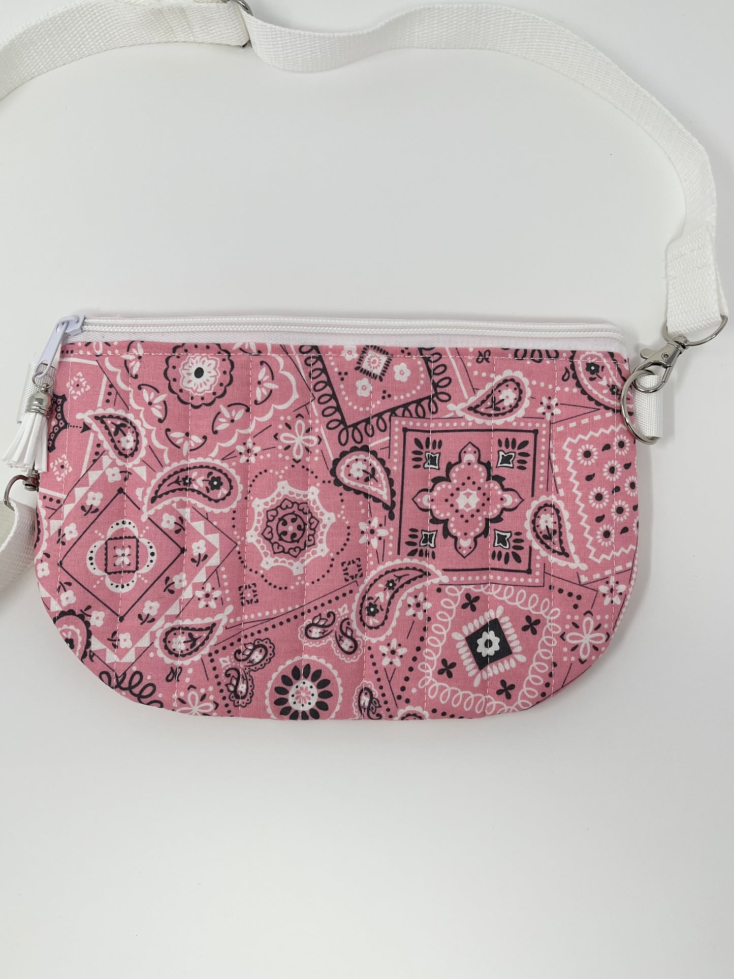 Pink Bandana Print Quilted Crossbody Bag