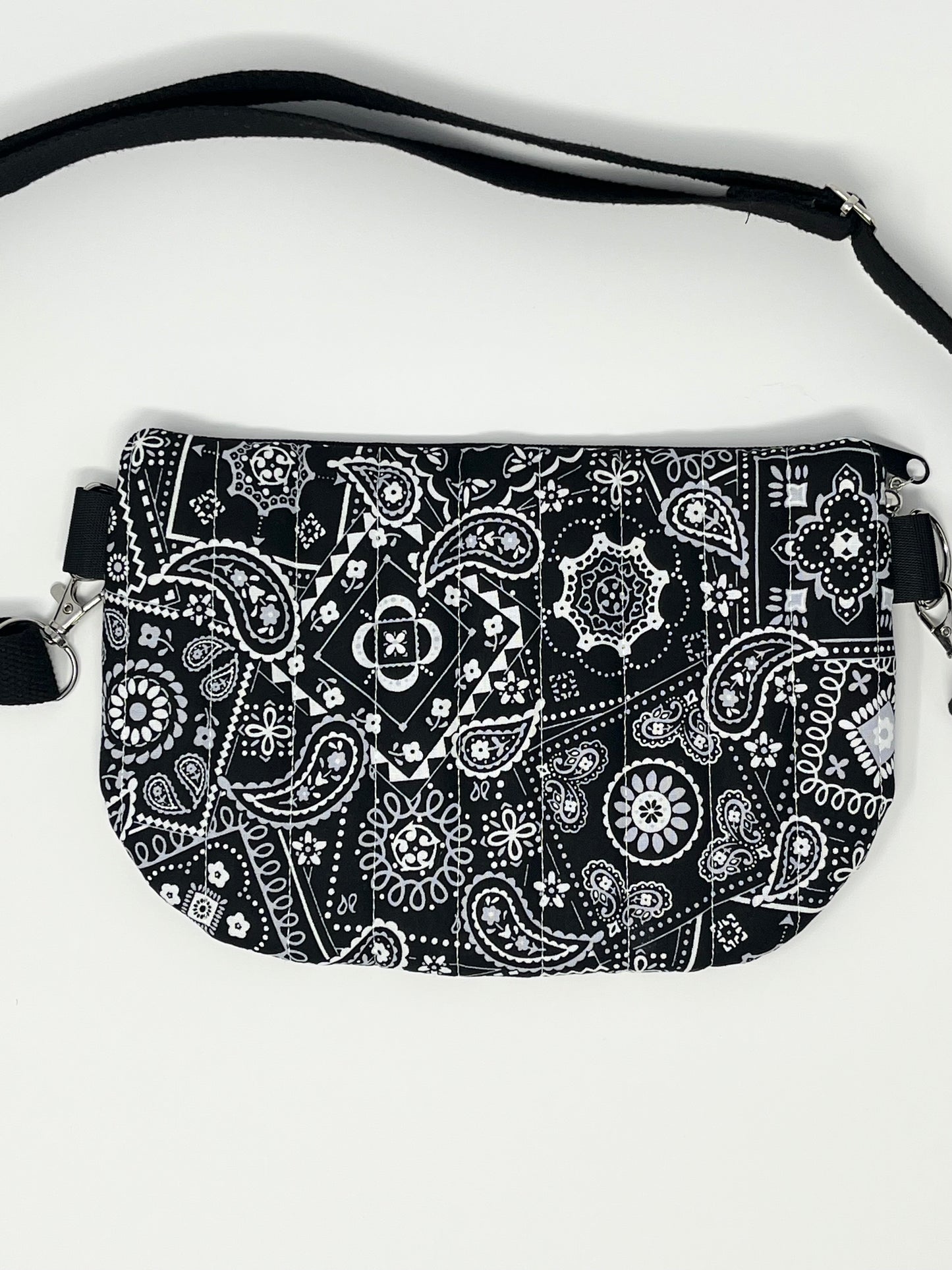 Black Bandana Print Quilted Crossbody Bag