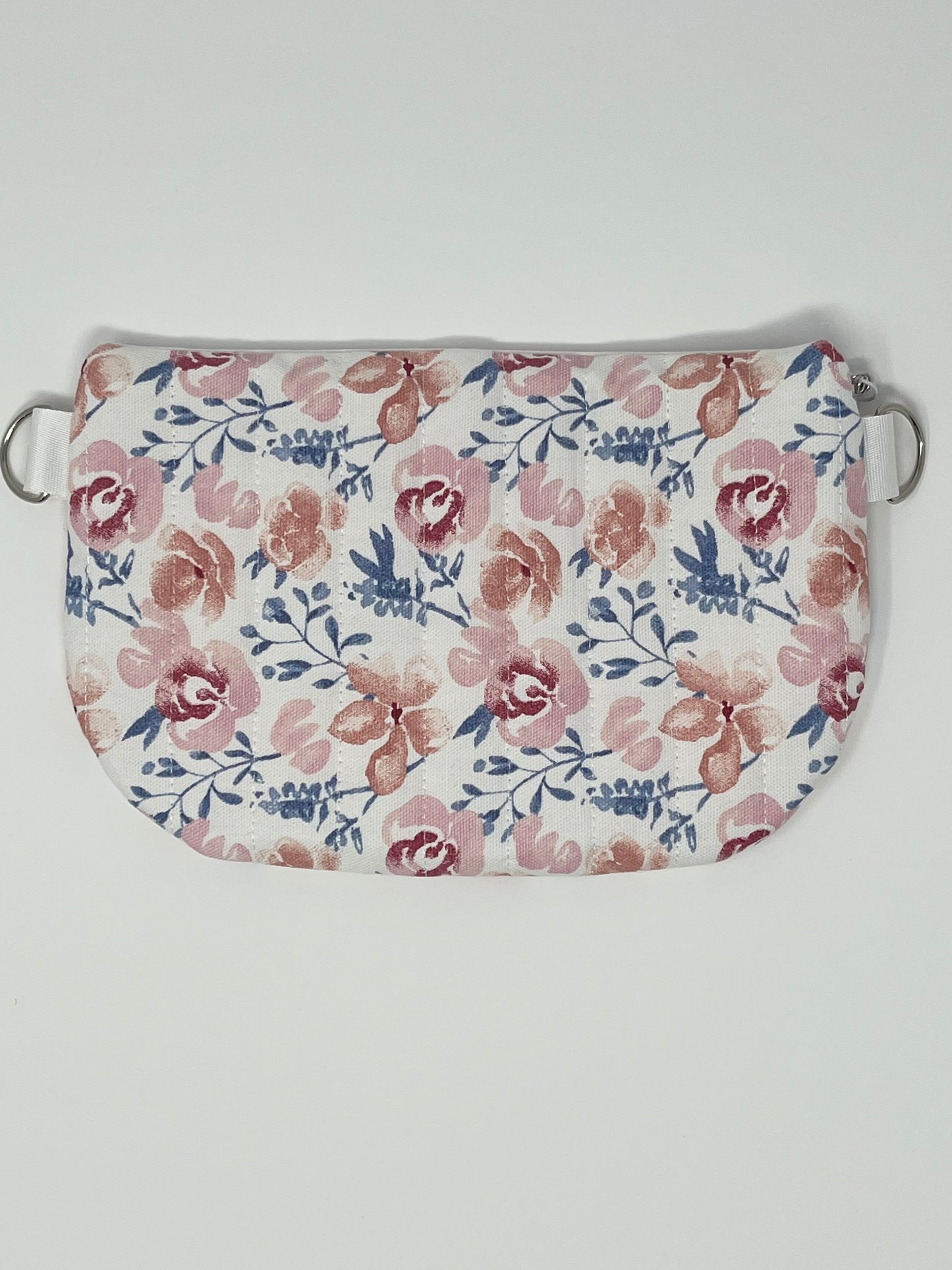 Pink & Blue Floral Print Quilted Crossbody Bag