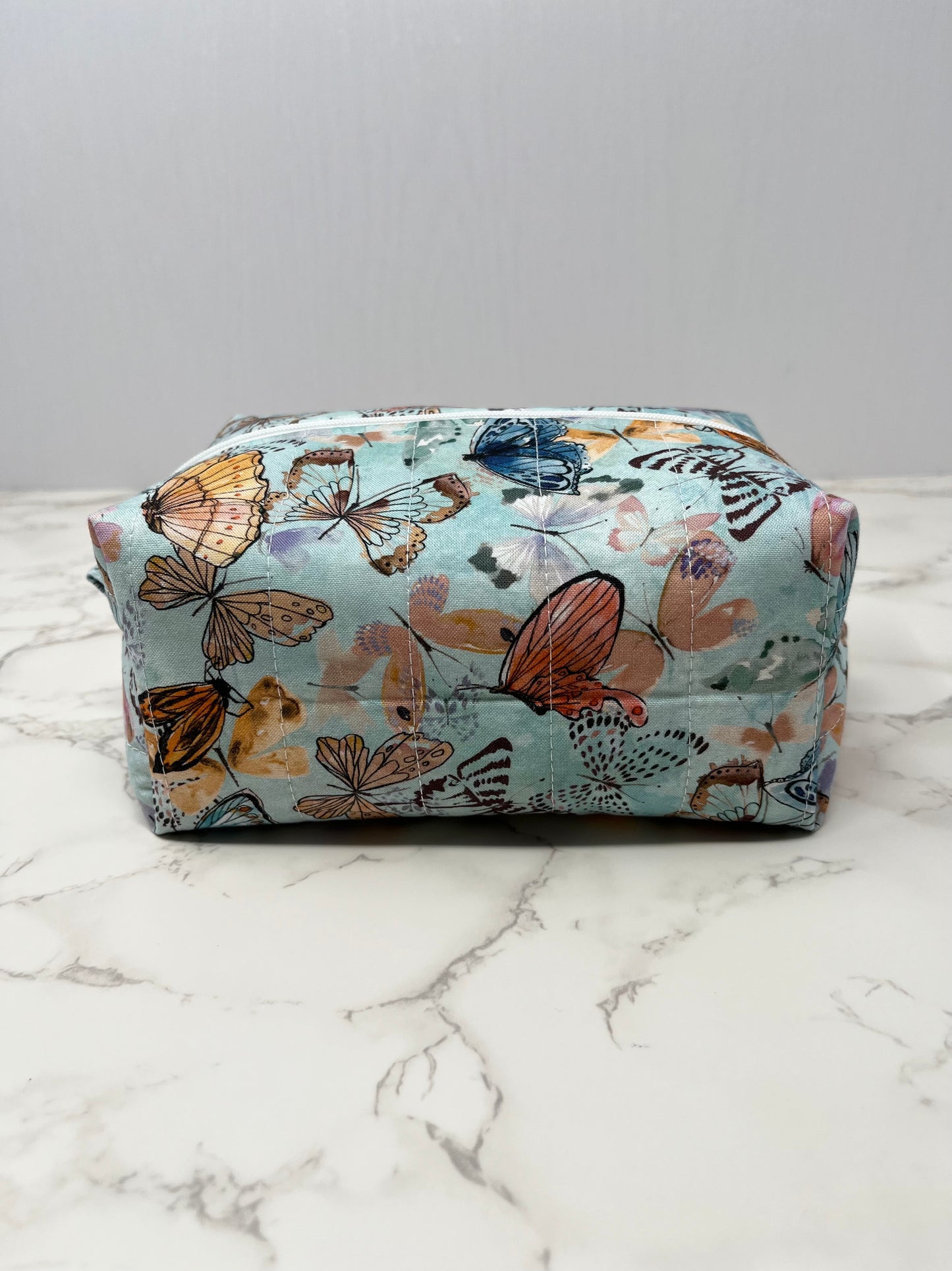 Blue Butterfly Boxy Zipper Pouch