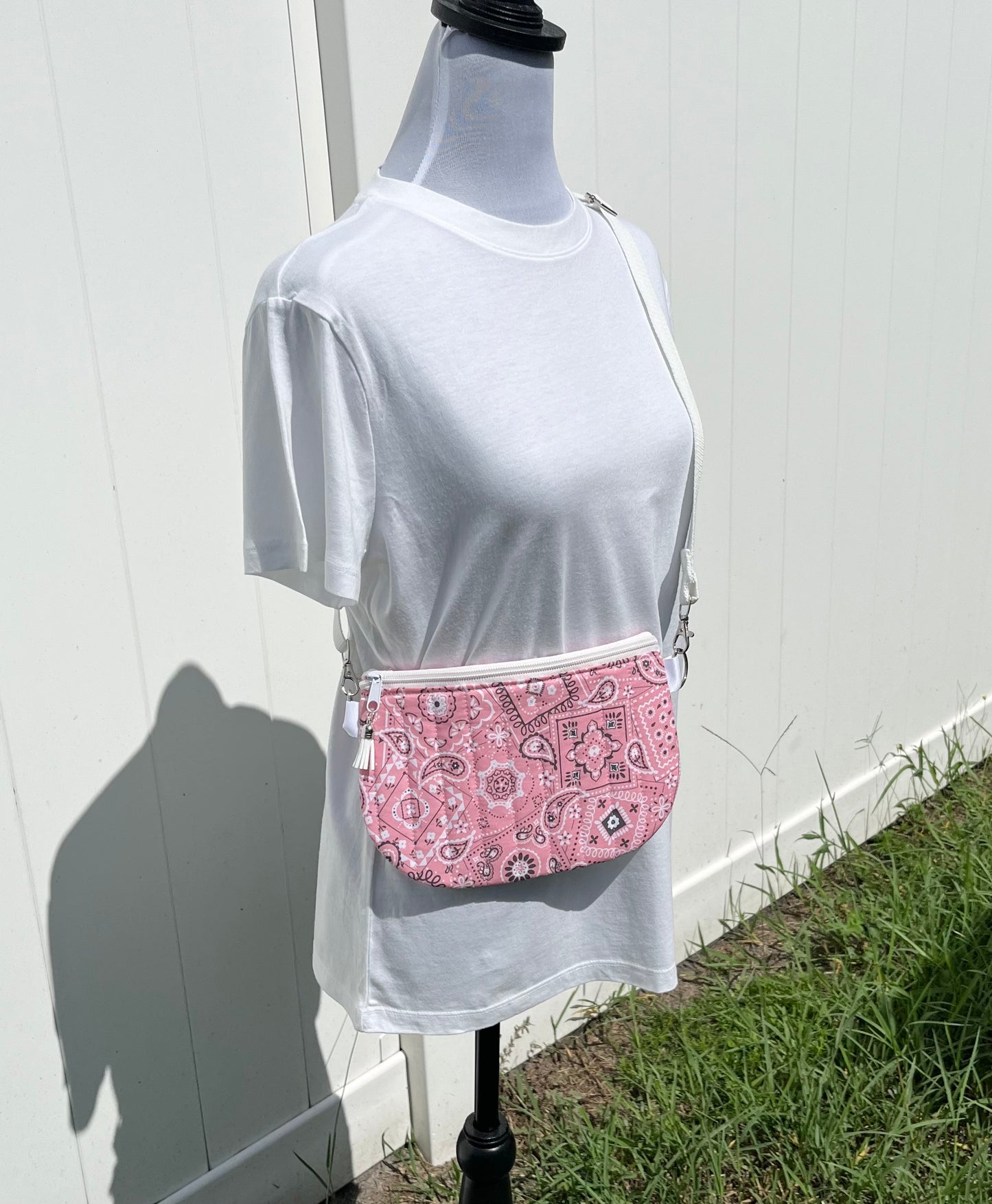 Pink Bandana Print Quilted Crossbody Bag