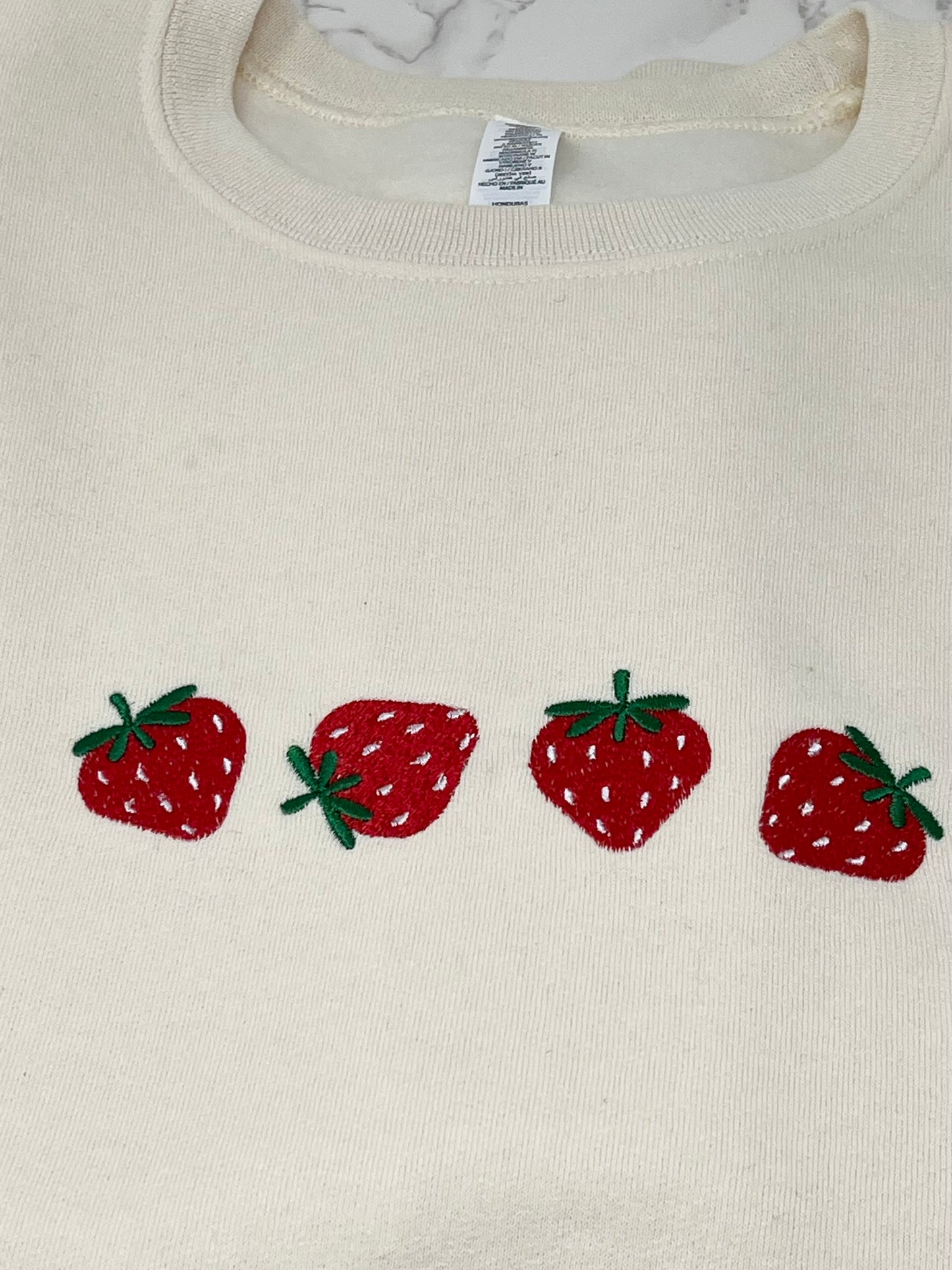 Strawberry Embroidered Crew Neck