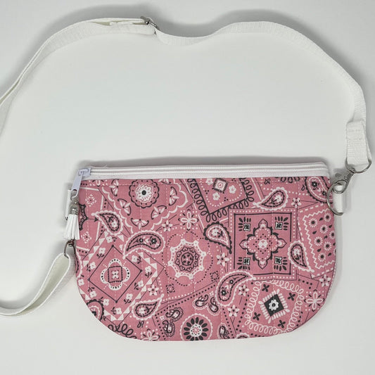 Pink Bandana Print Quilted Crossbody Bag