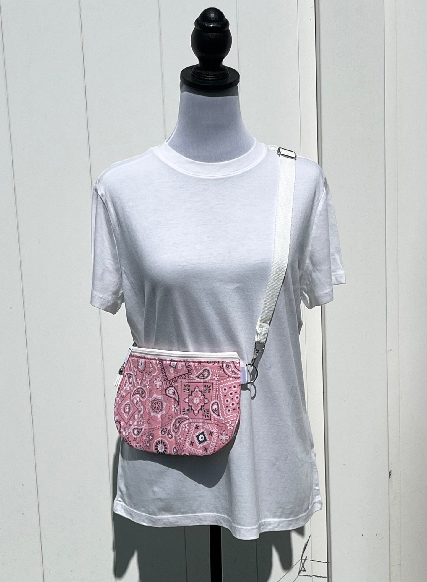 Pink Bandana Print Quilted Crossbody Bag
