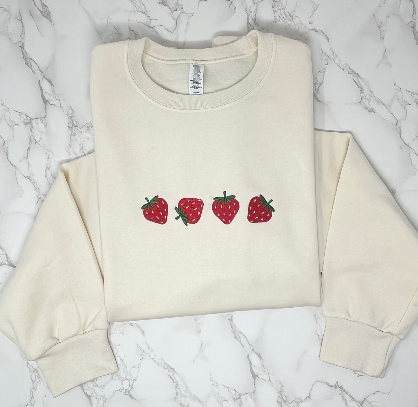 Strawberry Embroidered Crew Neck