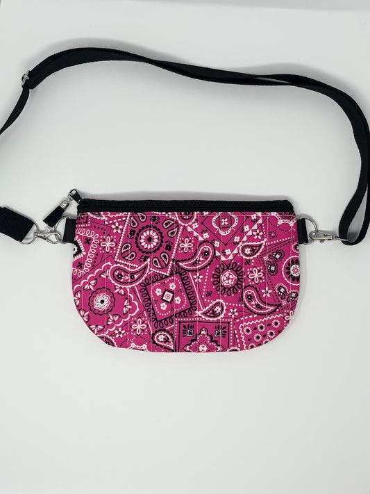 Magenta Bandana Print Quilted Crossbody Bag