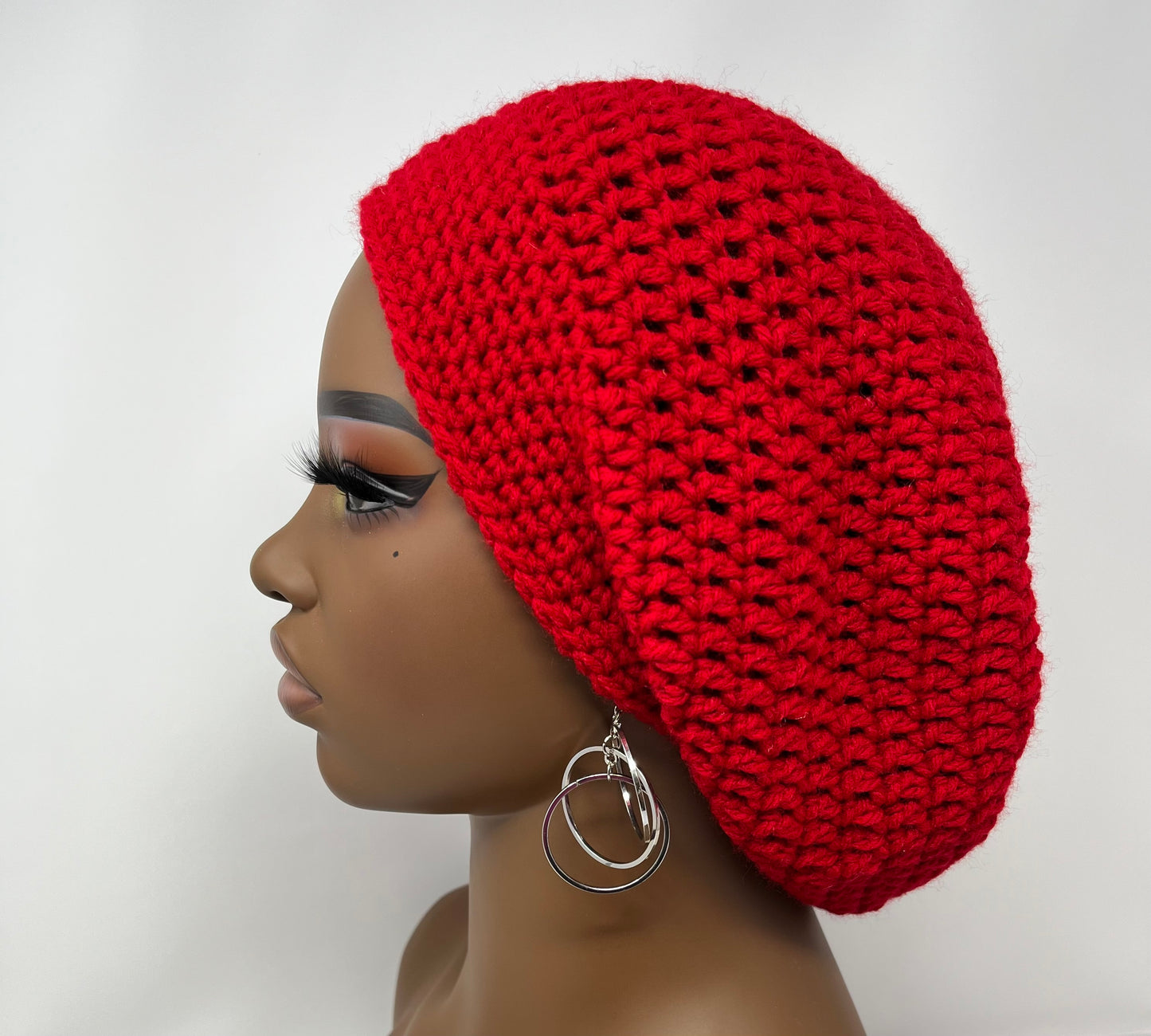 Deep Red Crochet Slouchy Hat