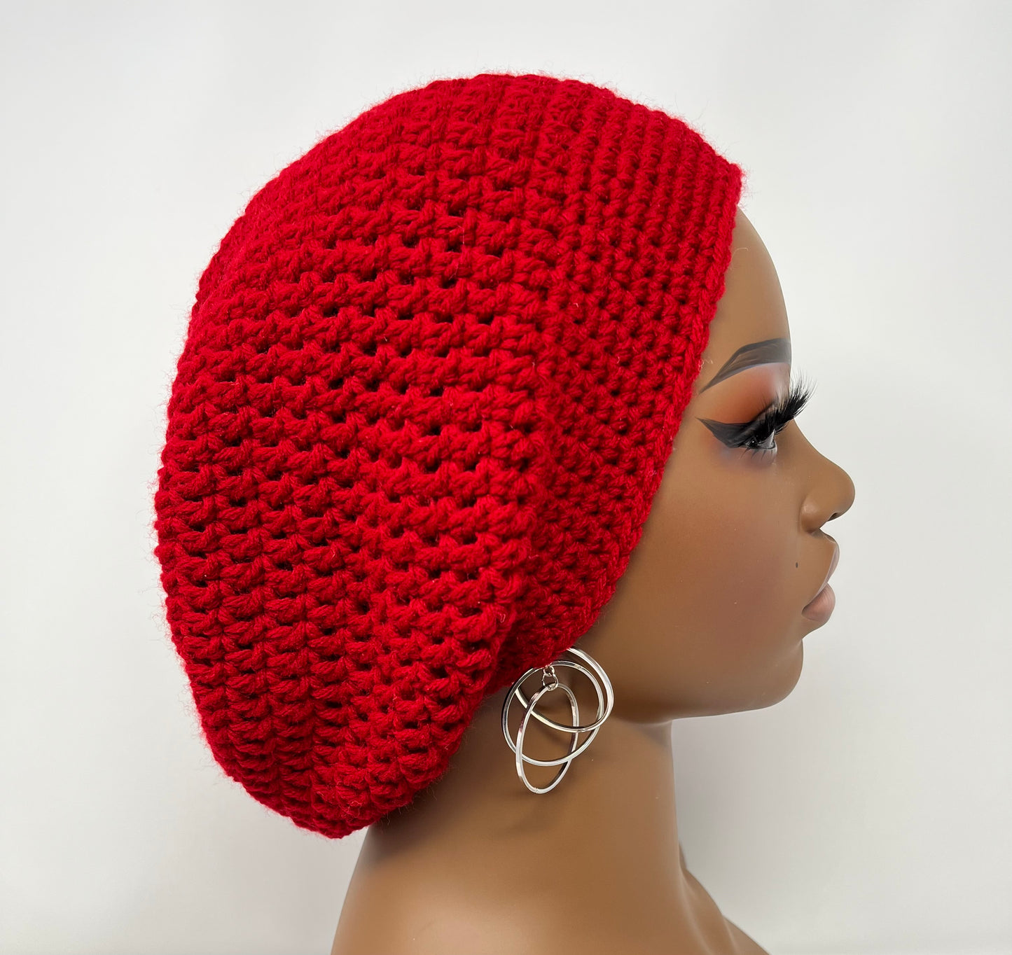 Deep Red Crochet Slouchy Hat