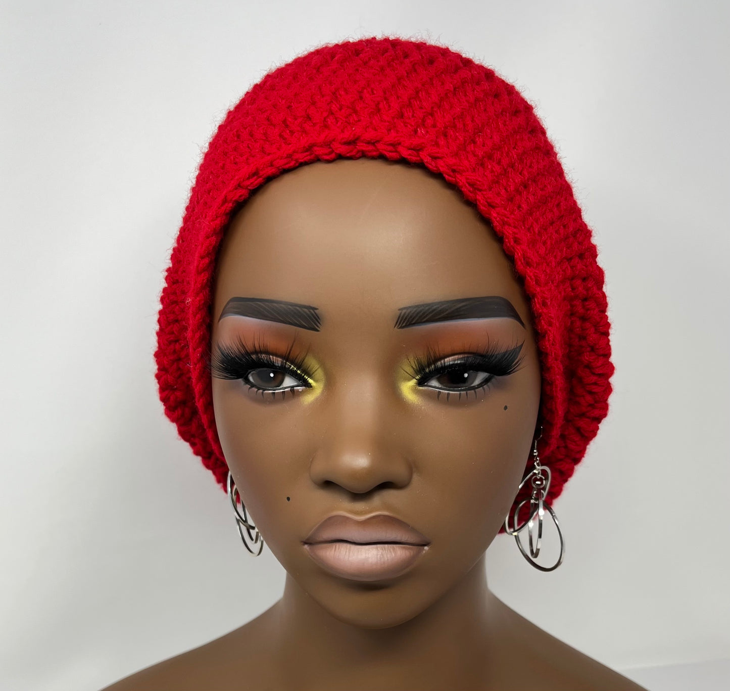 Deep Red Crochet Slouchy Hat