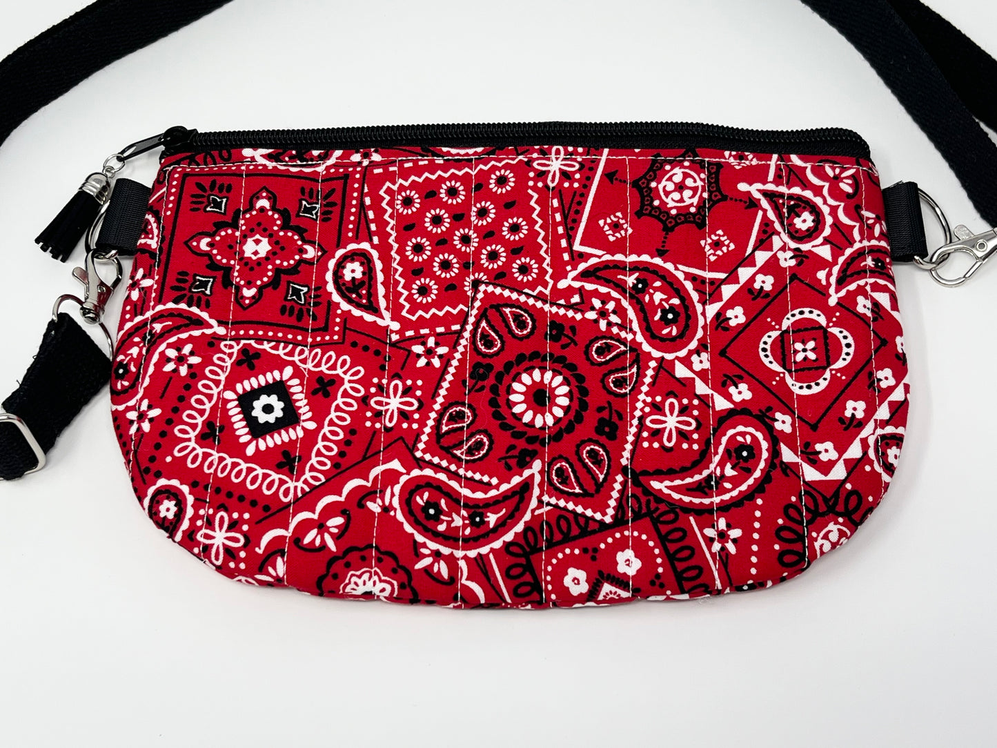 Red Bandana Print Quilted Crossbody Bag