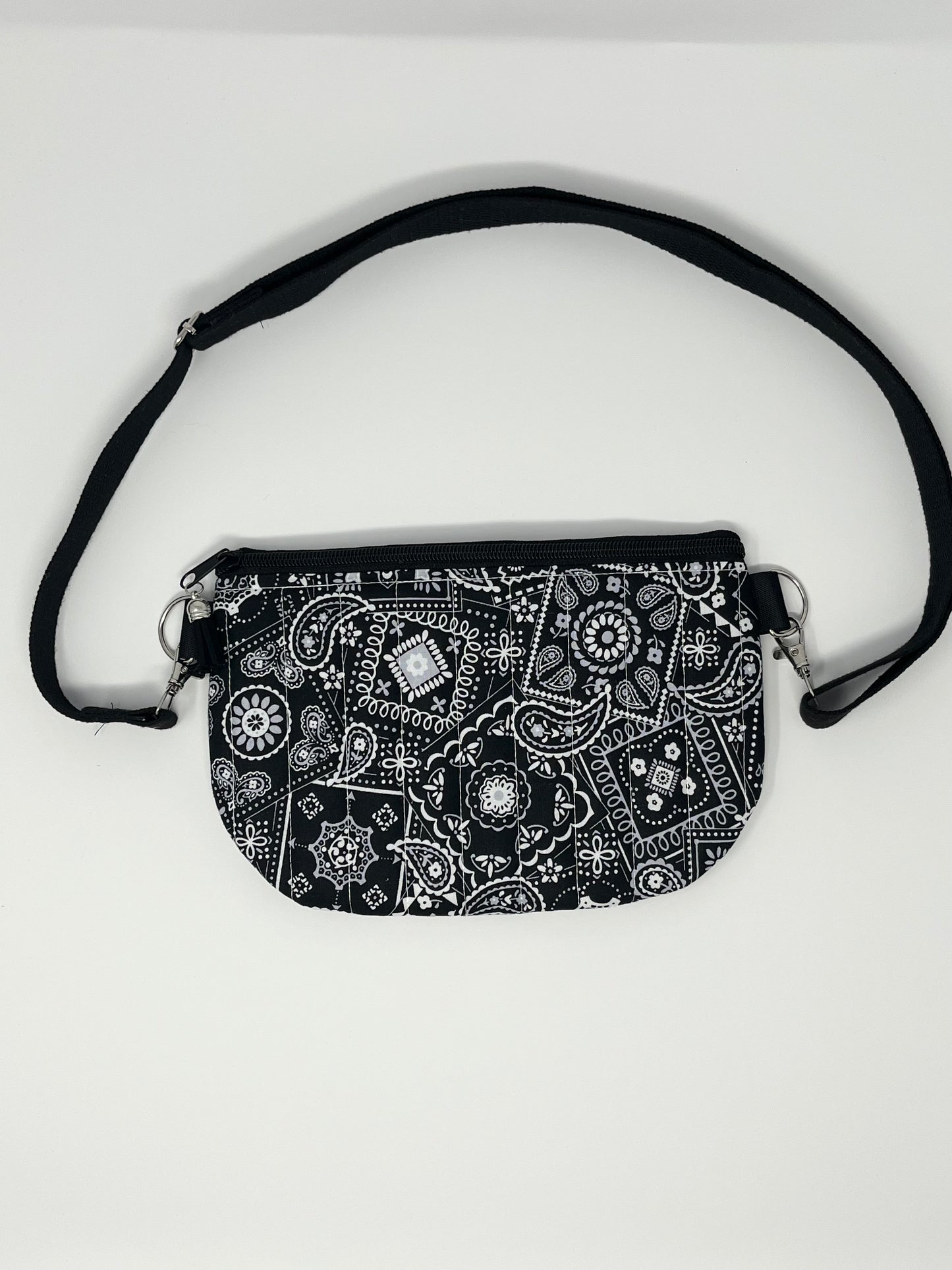 Black Bandana Print Quilted Crossbody Bag
