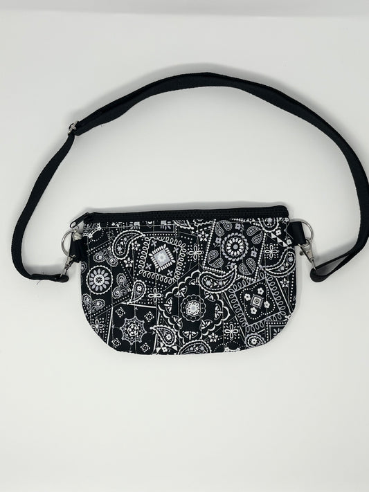 Black Bandana Print Quilted Crossbody Bag