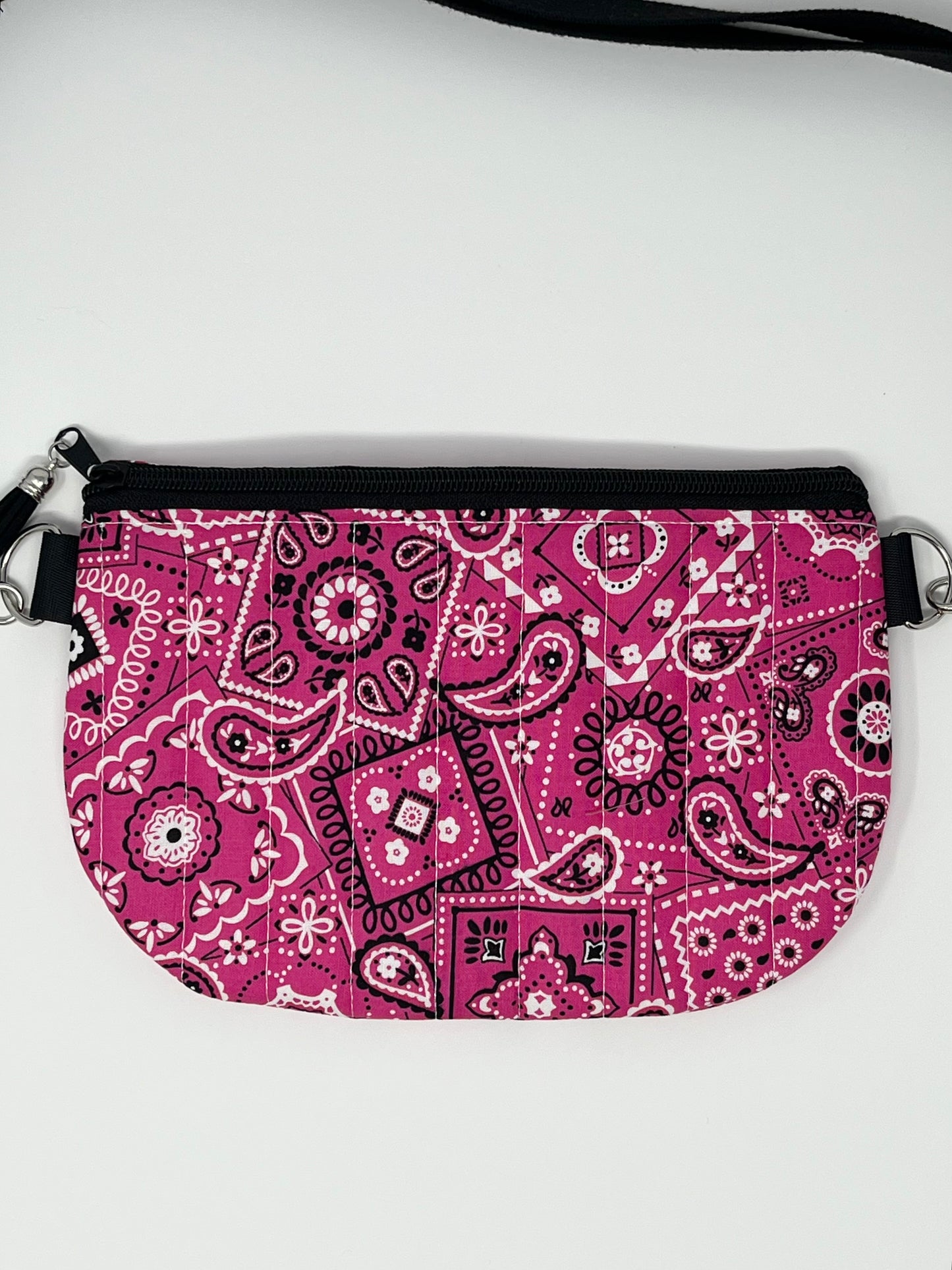 Magenta Bandana Print Quilted Crossbody Bag