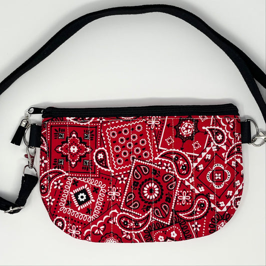 Red Bandana Print Quilted Crossbody Bag