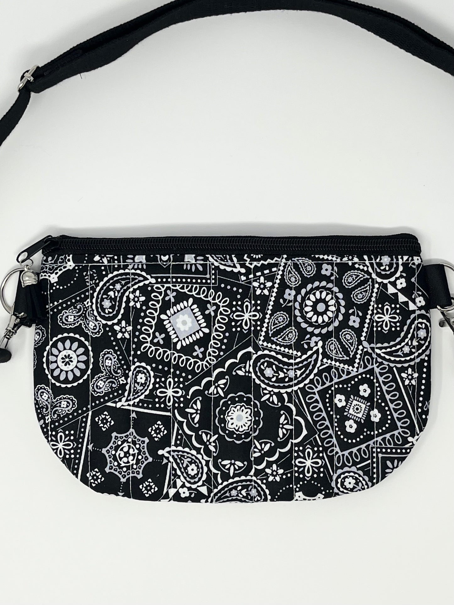 Black Bandana Print Quilted Crossbody Bag