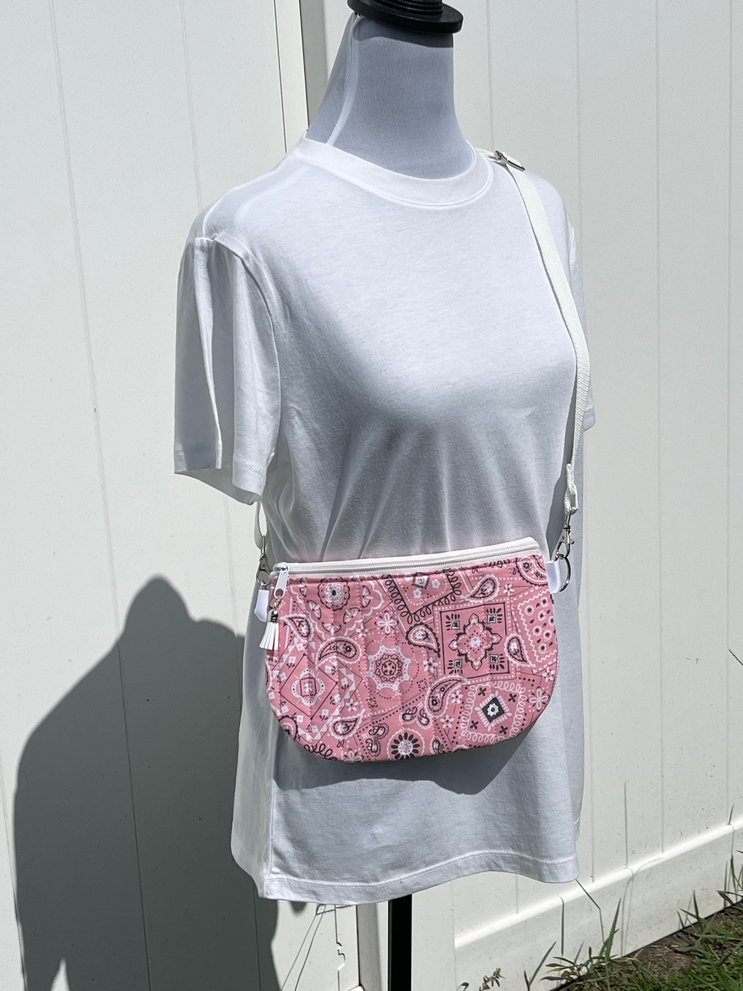 Pink Bandana Print Quilted Crossbody Bag