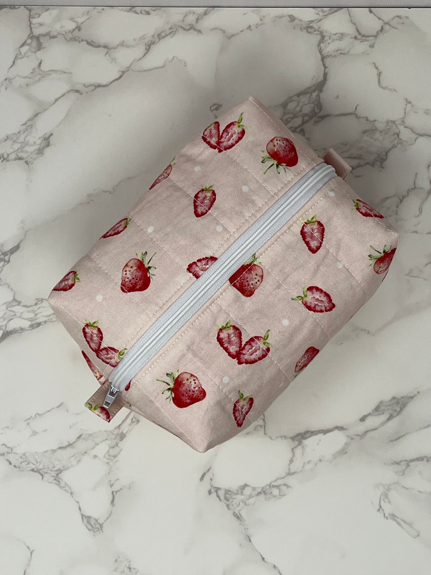 Pink Strawberry Boxy Zipper Pouch