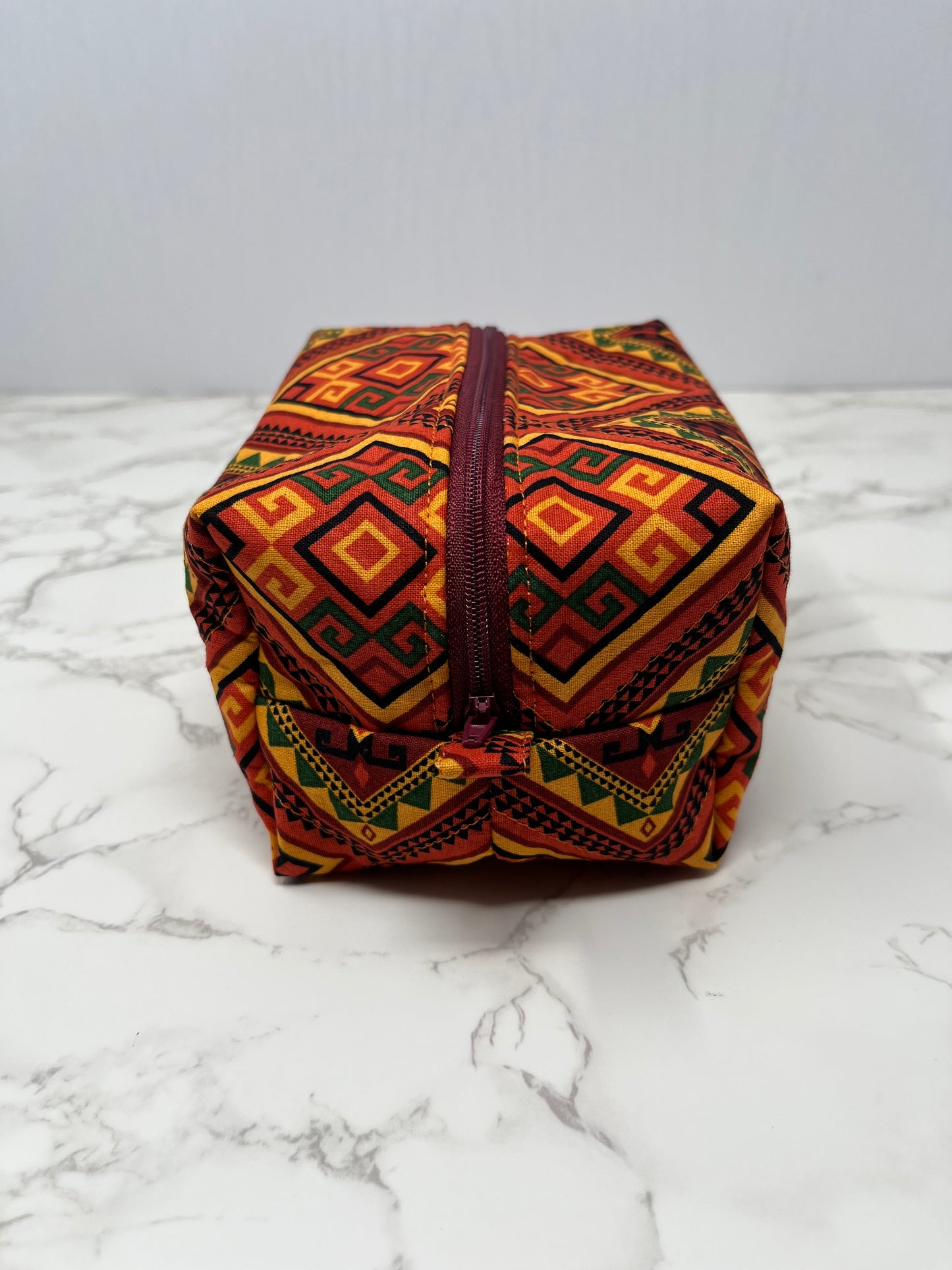 African Print Boxy Zipper Pouch - Tribal Diamonds