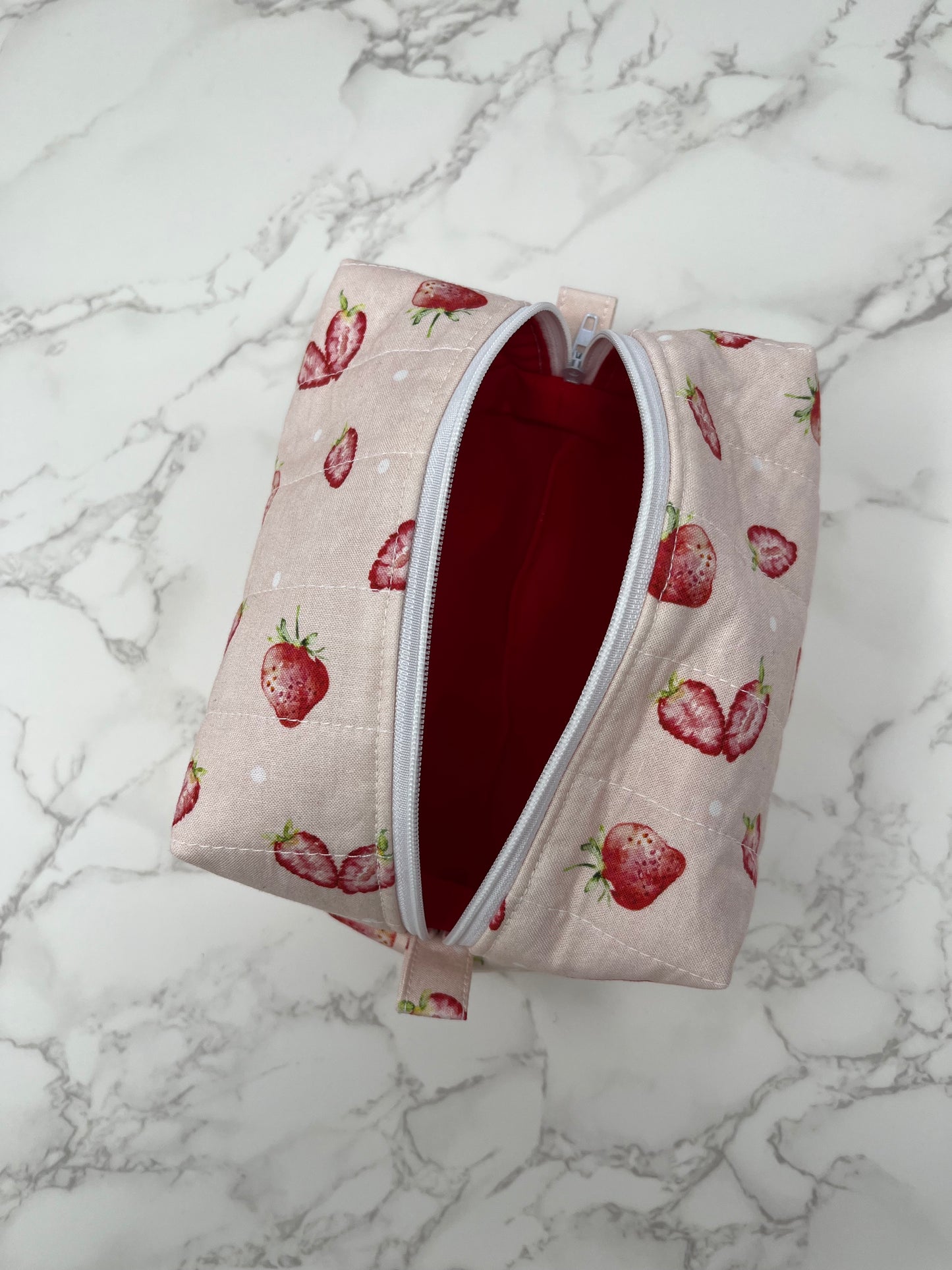 Pink Strawberry Boxy Zipper Pouch