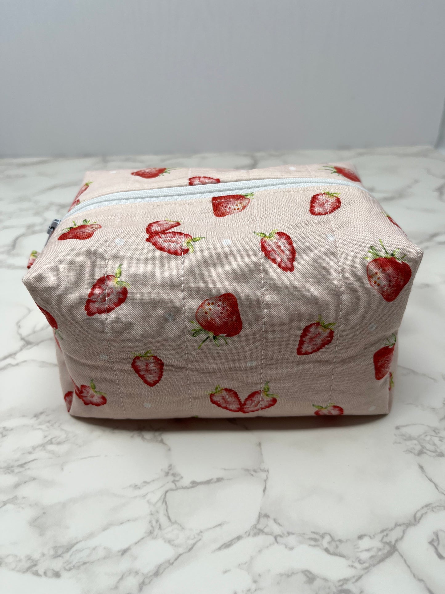 Pink Strawberry Boxy Zipper Pouch
