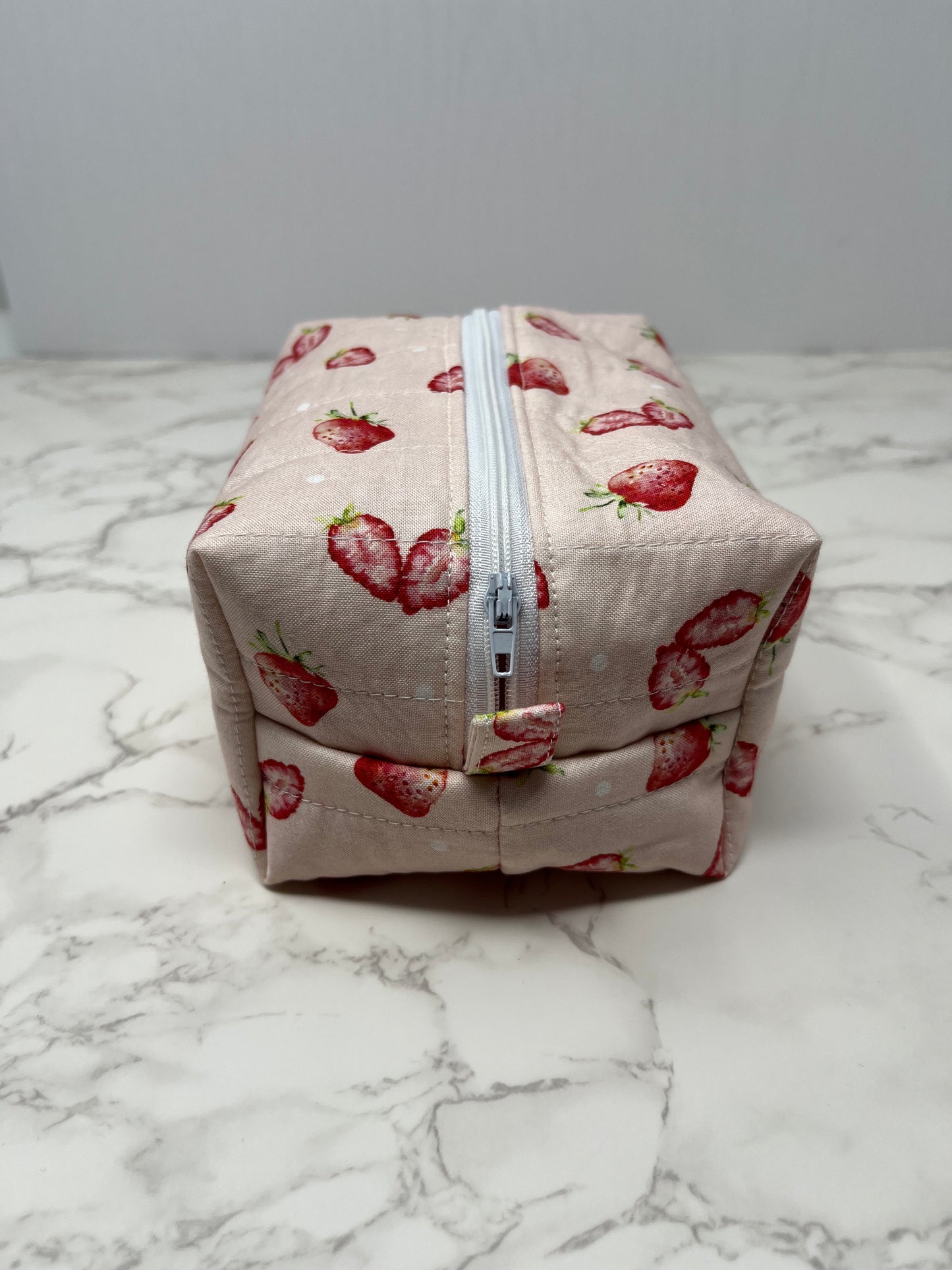 Pink Strawberry Boxy Zipper Pouch