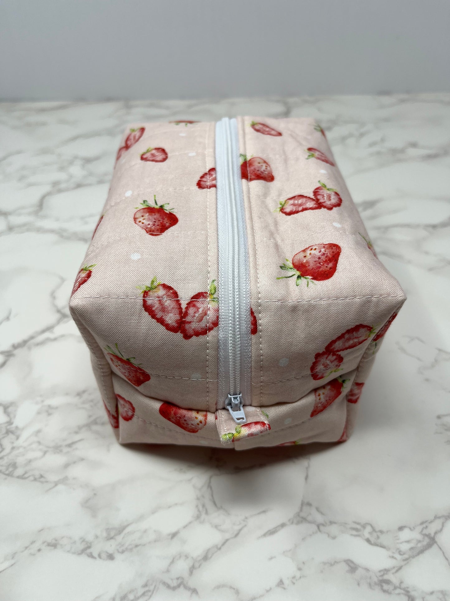 Pink Strawberry Boxy Zipper Pouch