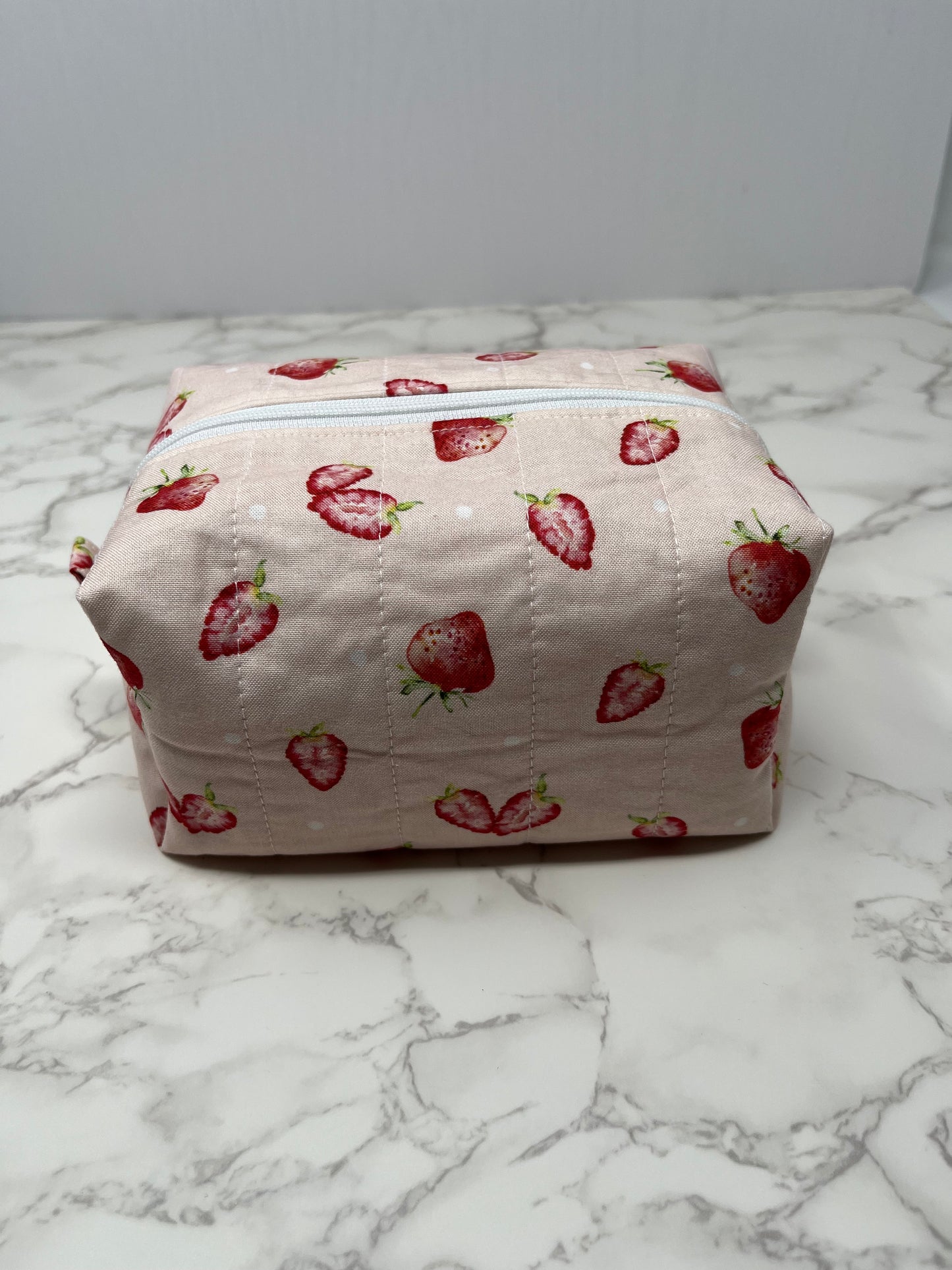 Pink Strawberry Boxy Zipper Pouch