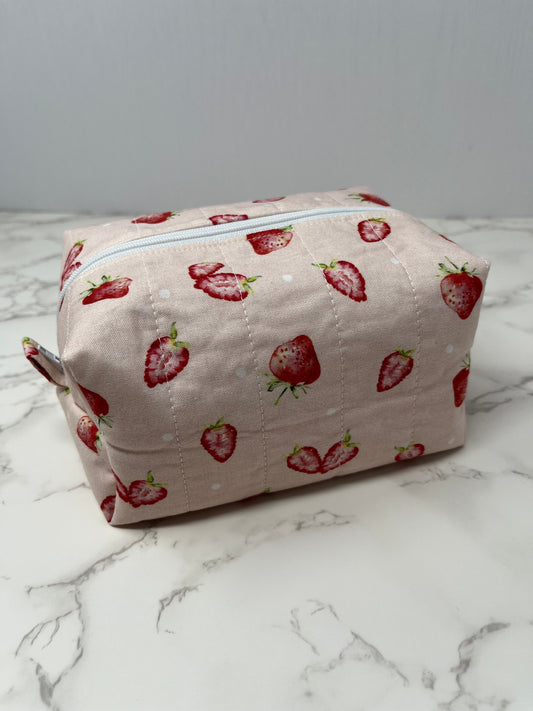 Pink Strawberry Boxy Zipper Pouch