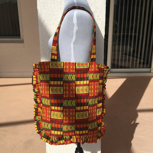 Handmade African Print Tote Bag - Diamond Kente