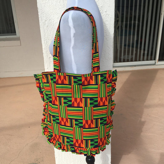 Handmade African Print Tote Bag - Kente