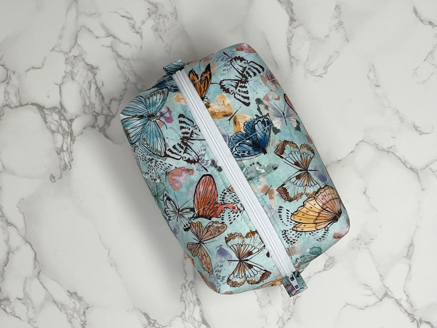Blue Butterfly Boxy Zipper Pouch