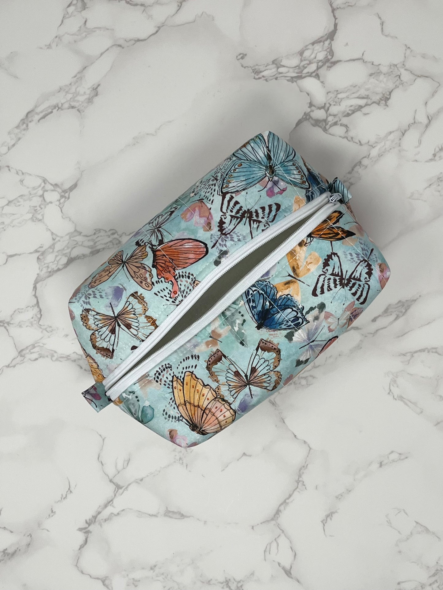 Blue Butterfly Boxy Zipper Pouch