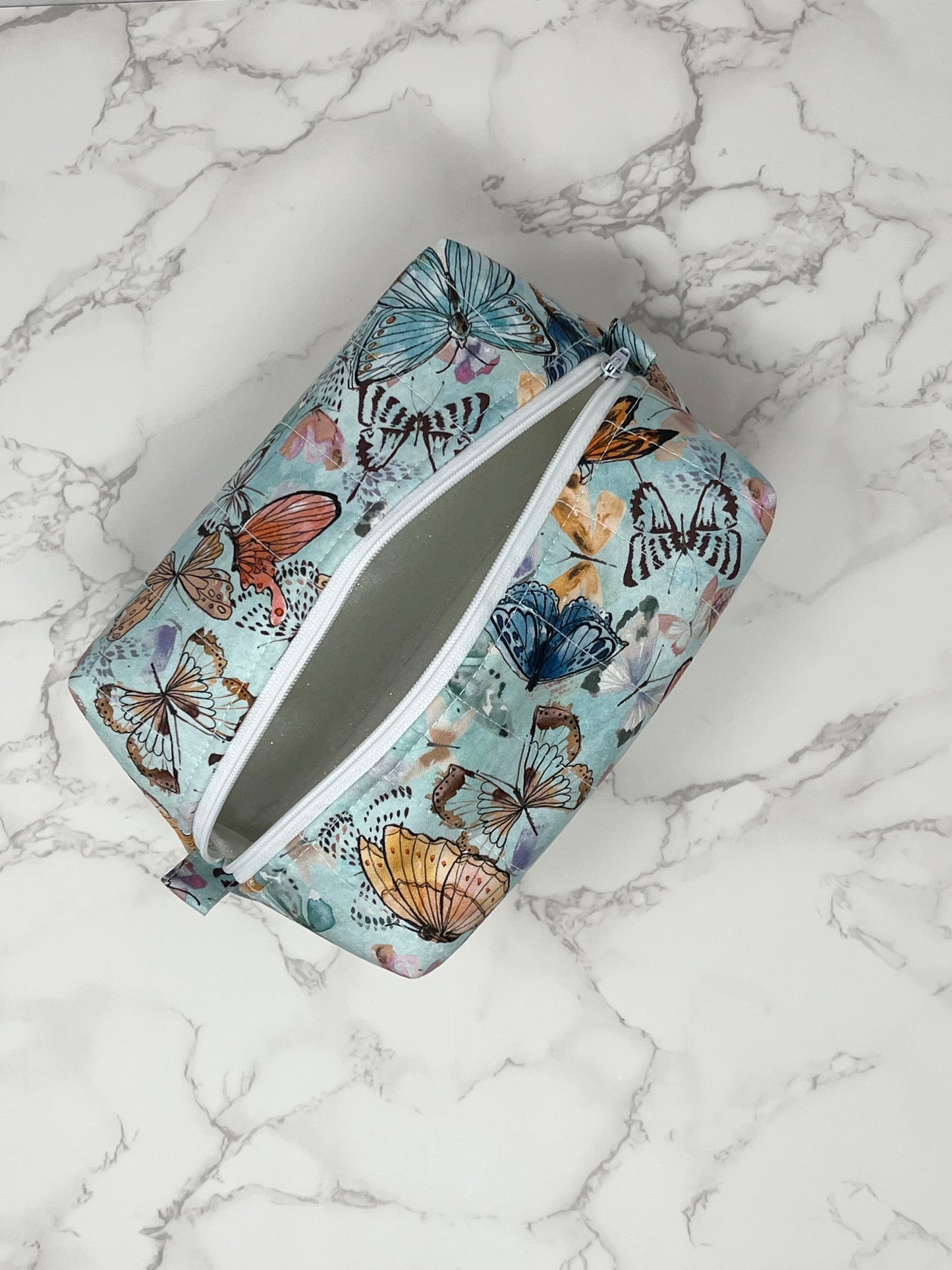 Blue Butterfly Boxy Zipper Pouch