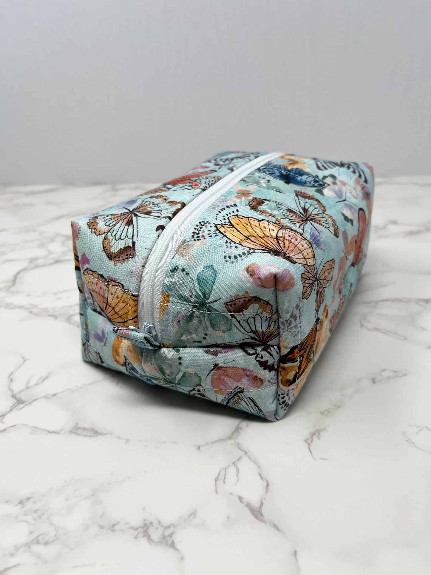 Blue Butterfly Boxy Zipper Pouch