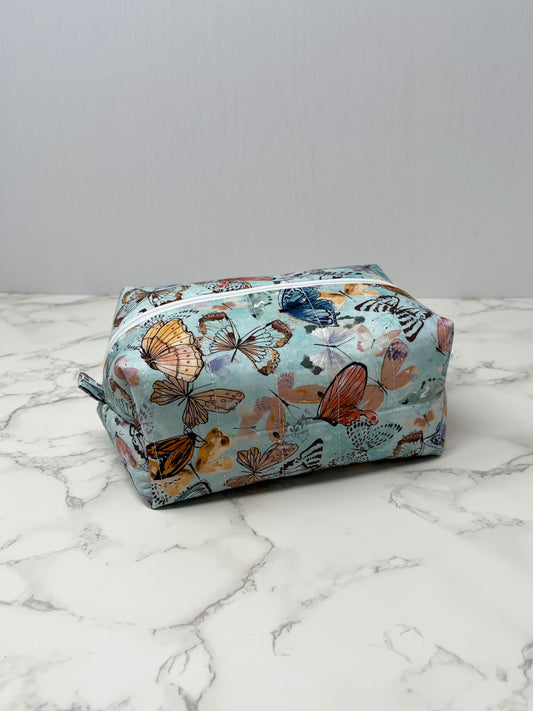 Blue Butterfly Boxy Zipper Pouch