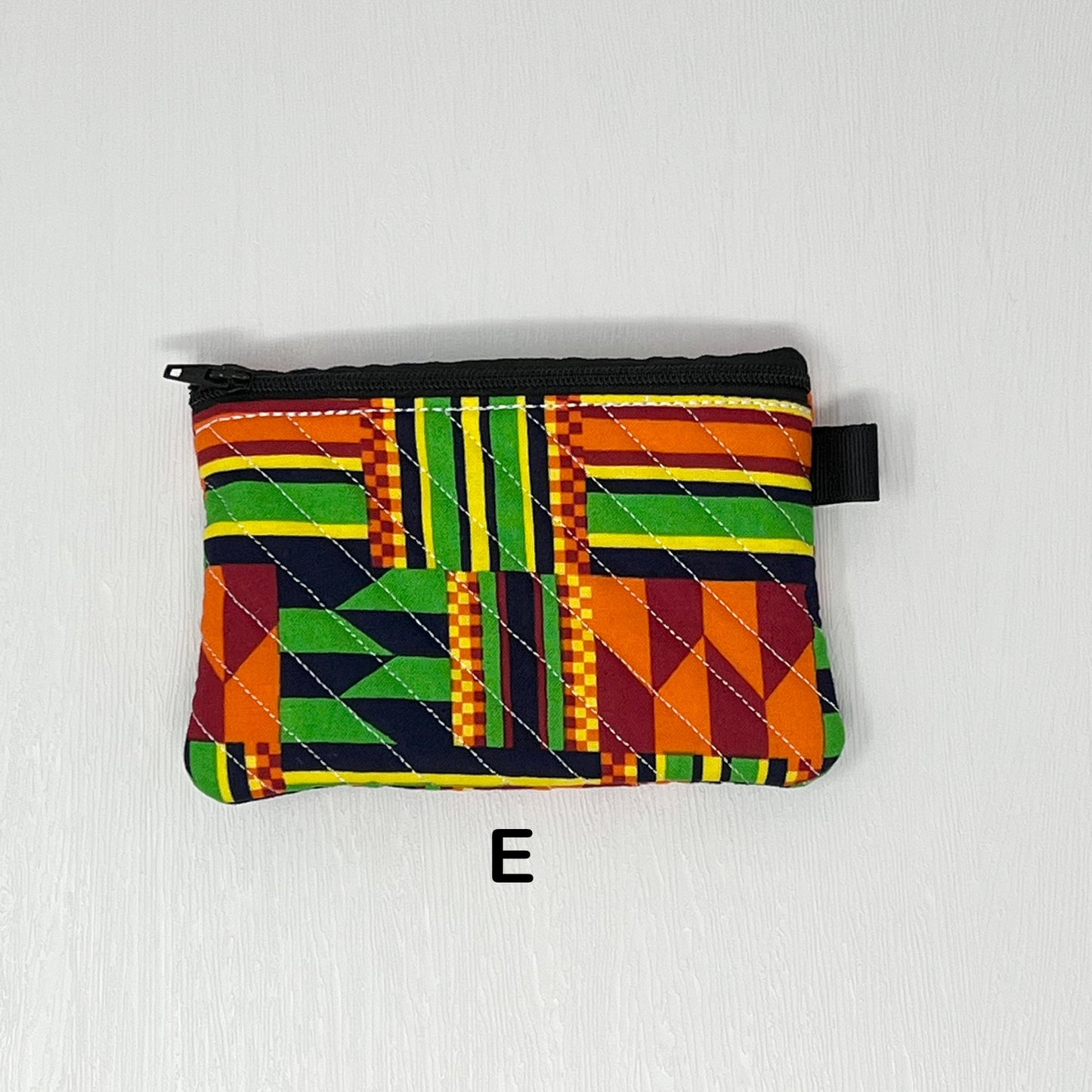 Mini Quilted Zipper Pouch / Keychain Wallet - African Prints