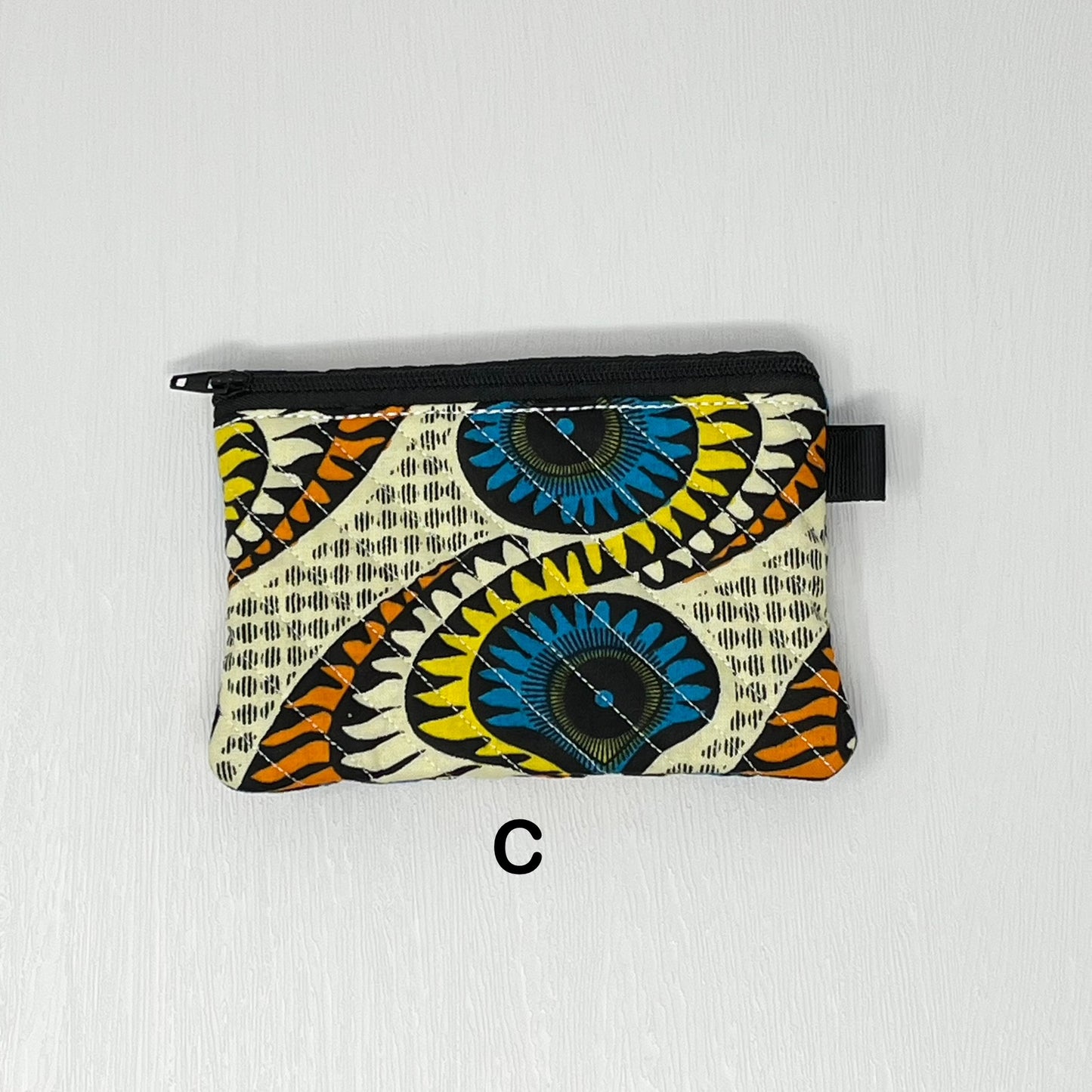 Mini Quilted Zipper Pouch / Keychain Wallet - African Prints