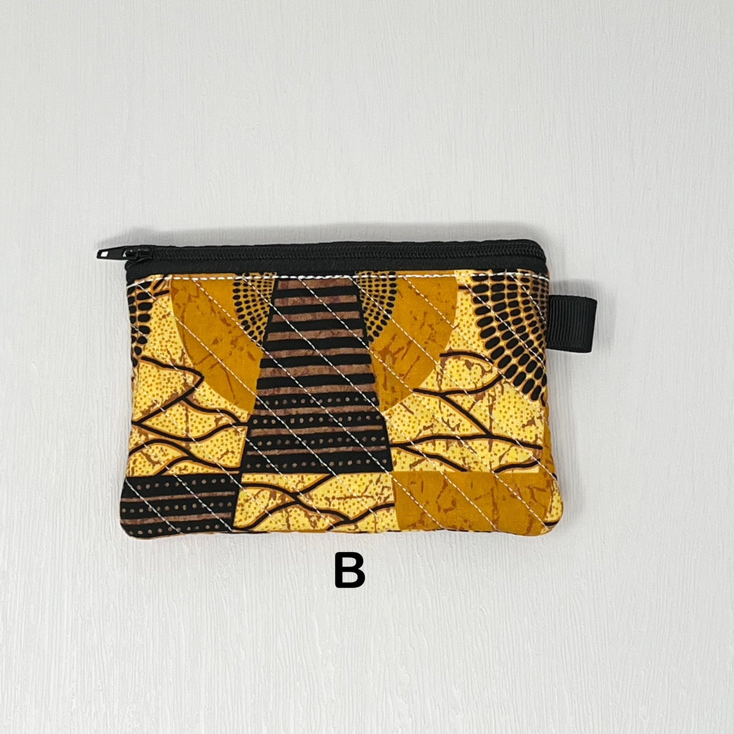 Mini Quilted Zipper Pouch / Keychain Wallet - African Prints