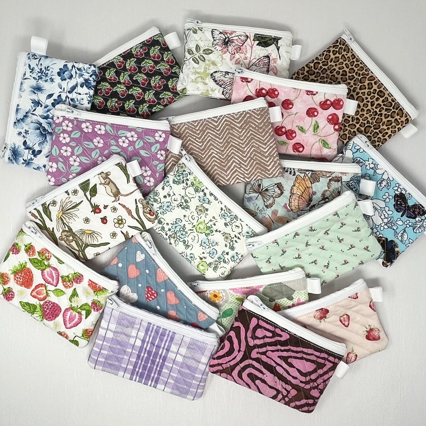 Mini Quilted Zipper Pouch / Keychain Wallet