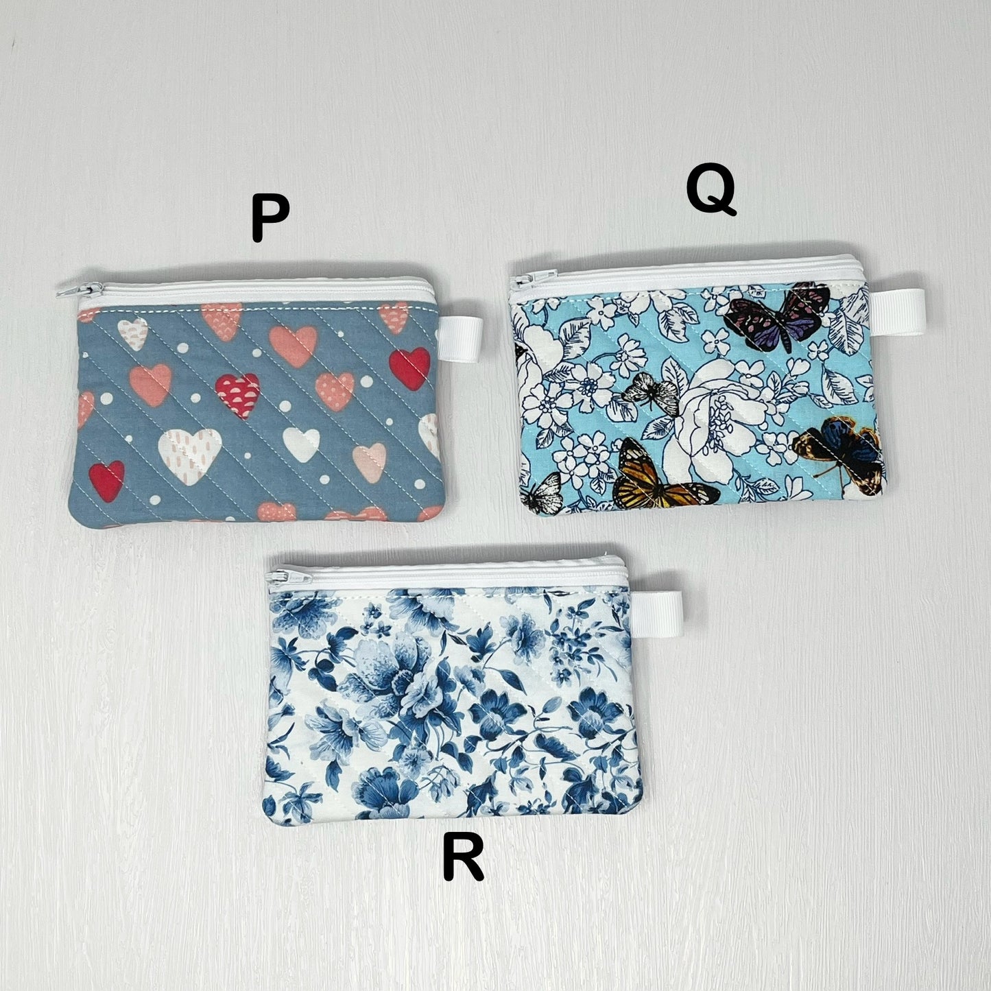 Mini Quilted Zipper Pouch / Keychain Wallet