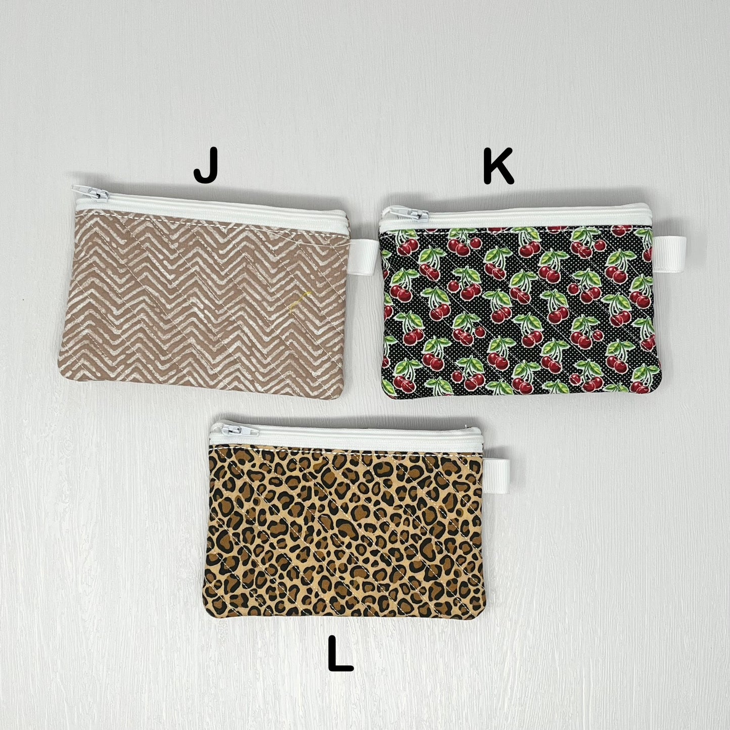 Mini Quilted Zipper Pouch / Keychain Wallet