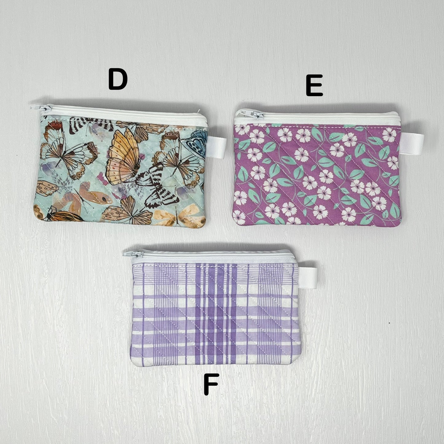 Mini Quilted Zipper Pouch / Keychain Wallet